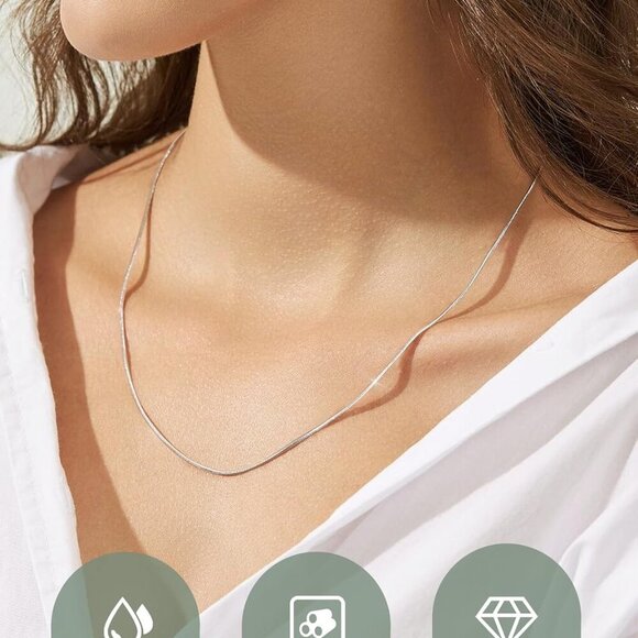 2Pcs Stainless Steel Chain Necklace for Women - 1mm Thin & Strong Silver Chain N - Picture 2 of 9